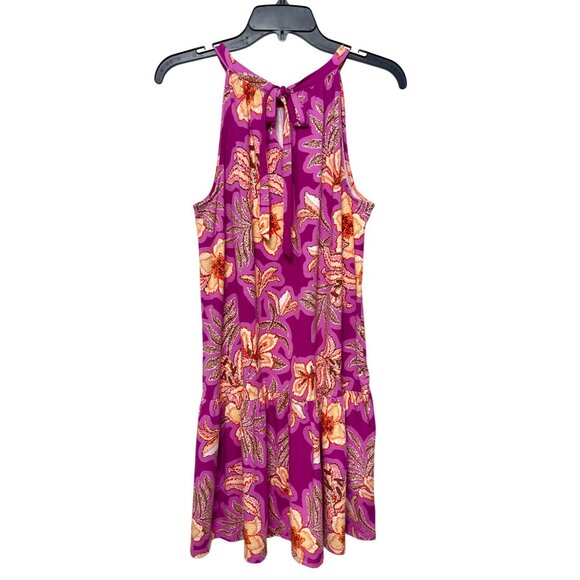 Loft Mosaic Mini Halter Swing Dress in Floral Print Size M - Picture 4 of 11